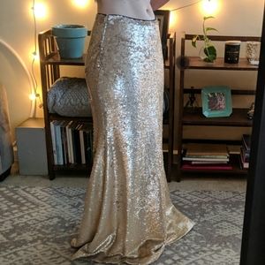 Lucy Paris Rose Gold Sequin Mermaid Skirt (M)